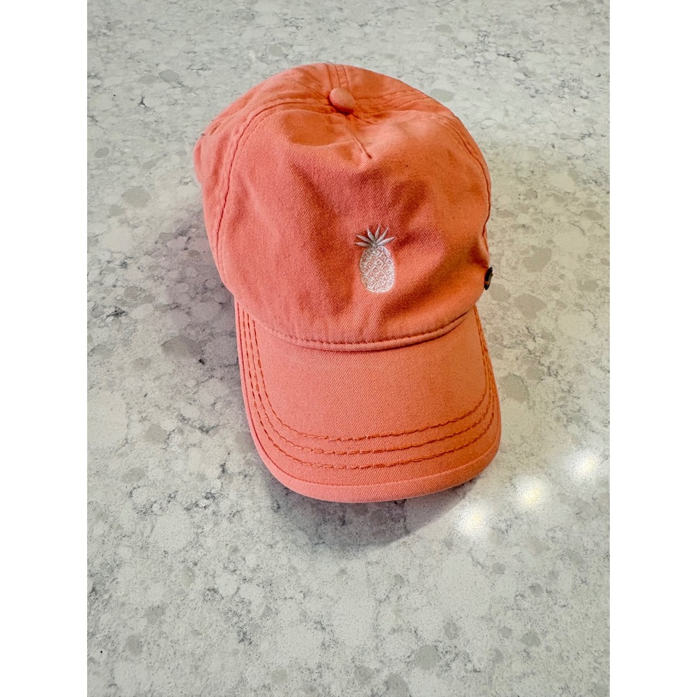 Roxy Womens Coral Peach Pineapple Embroidered Snapback Baseball Cap Dad Hat